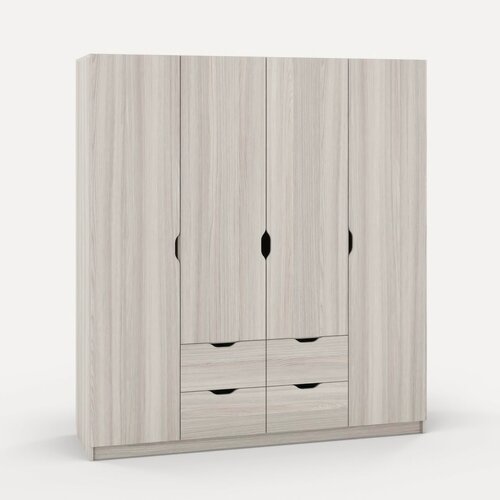 Изображение товара Шкаф четырехстворчатый с ящиками и штангой Есэндвич Grand 3 Лаворо 180х55х200 см (Ясень-шимо светлый)