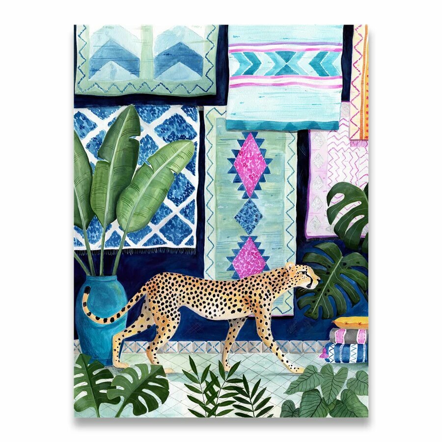 Марокко Гепард лама леопард джунгли скандинавские постеры и принты настенная живопись на холсте настенные панно для гостиной домашний декор Бирюзовый 1308-02 13x18cm No Frame