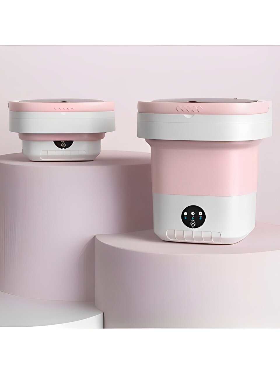 Мини стиральная машина, портативная, складная, 12 л, 3 режима работы Розовая