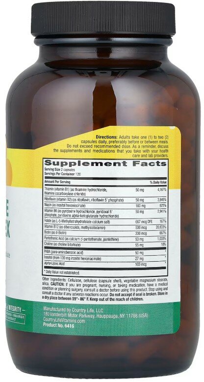 Изображение Country Life, Сoenzyme B-complex, комплекс витаминов группы B, 240 капсул