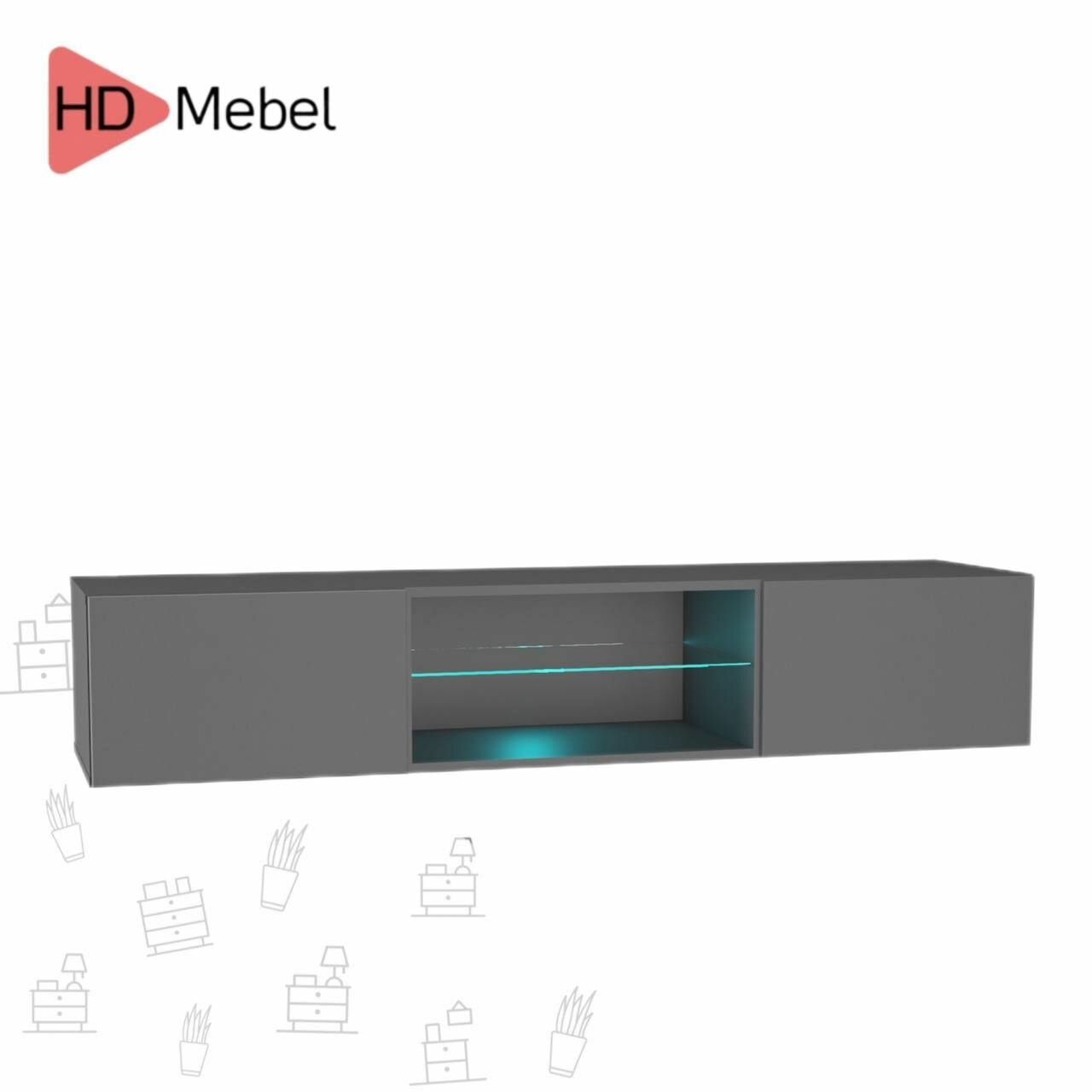 Тумба под ТВ, книжный шкаф, шкаф навесной модульный POINT 33 Серый Графит