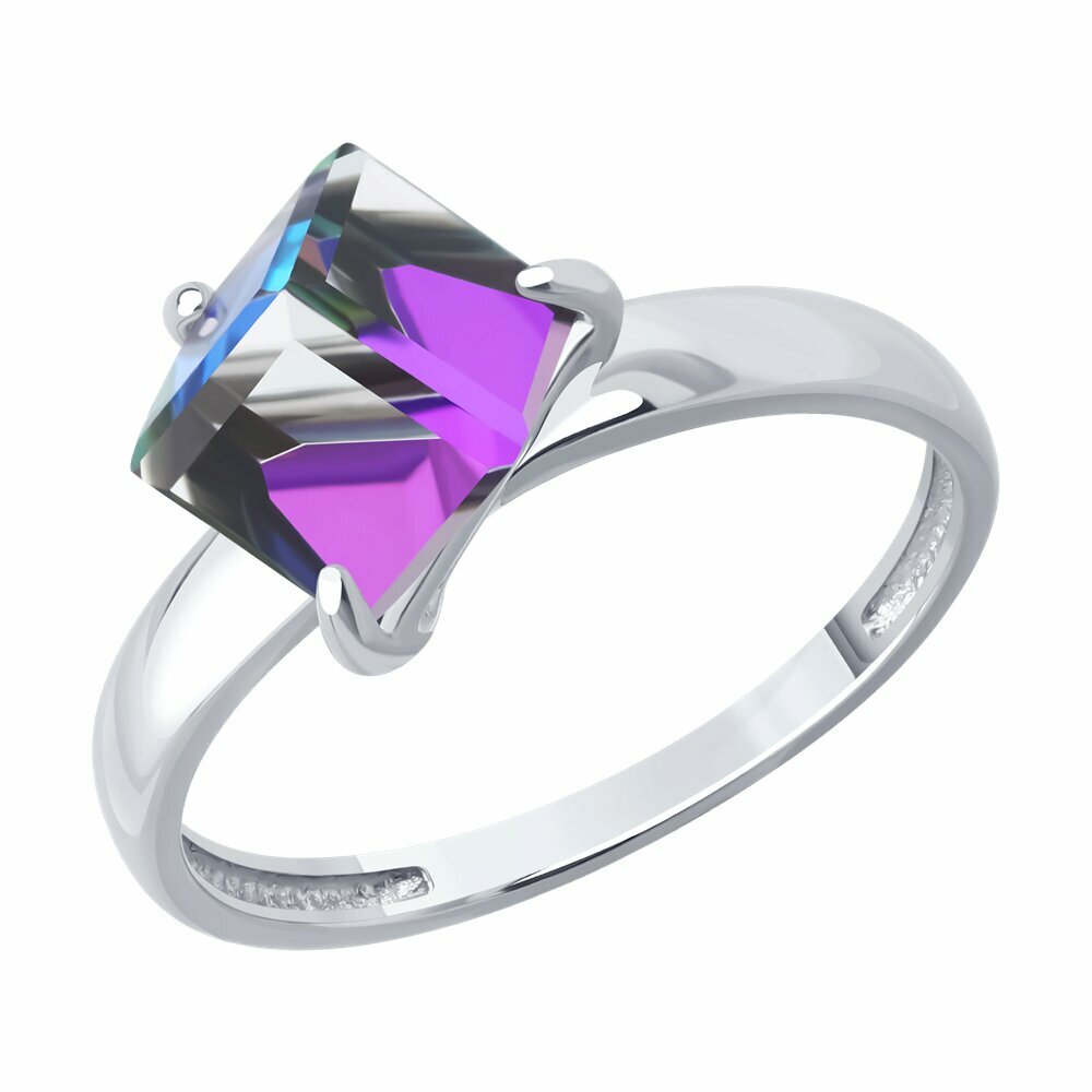 Кольцо Diamant, серебро, 925 проба, родирование, кристаллы Swarovski, размер 16.5