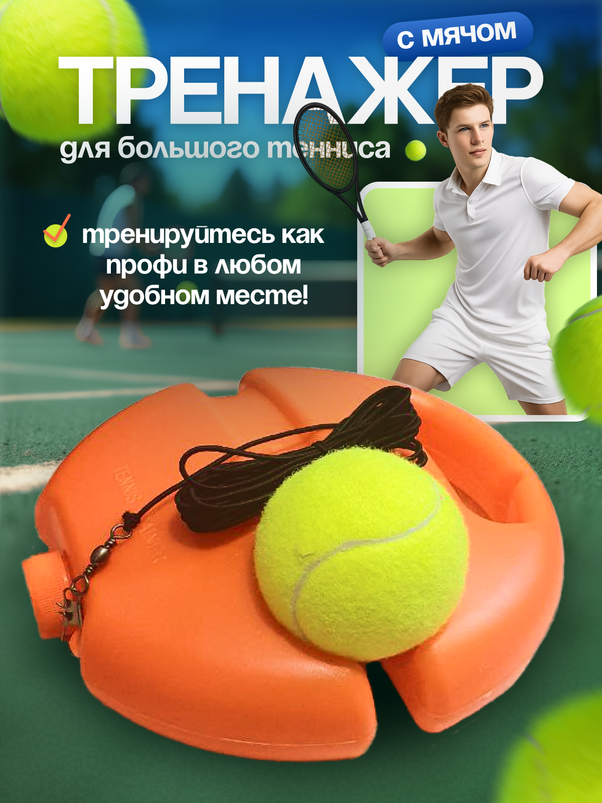 Тренажер для игры в большой теннис