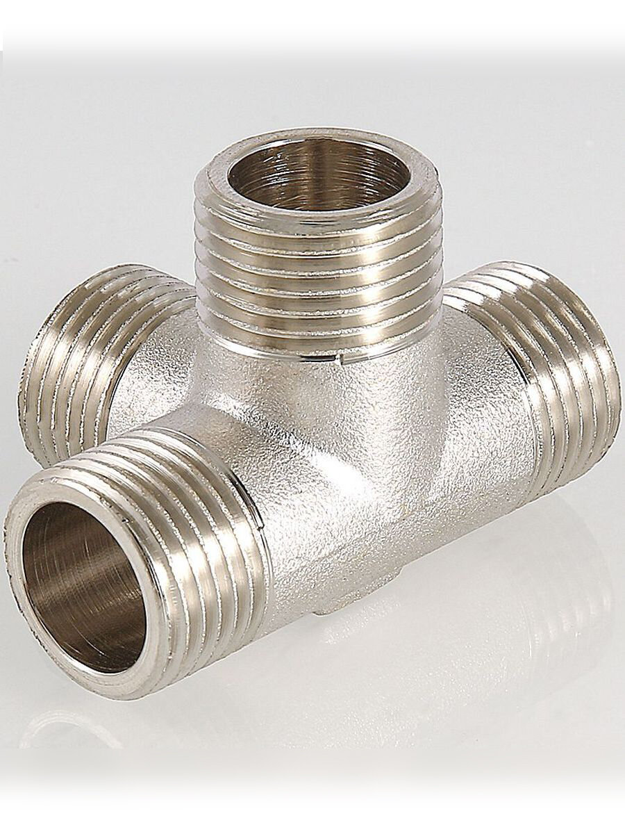 Крестовина двухплоскостная VALTEC 1/2"Н, лат. никелир, VTr.661. N.0004 — фото 1