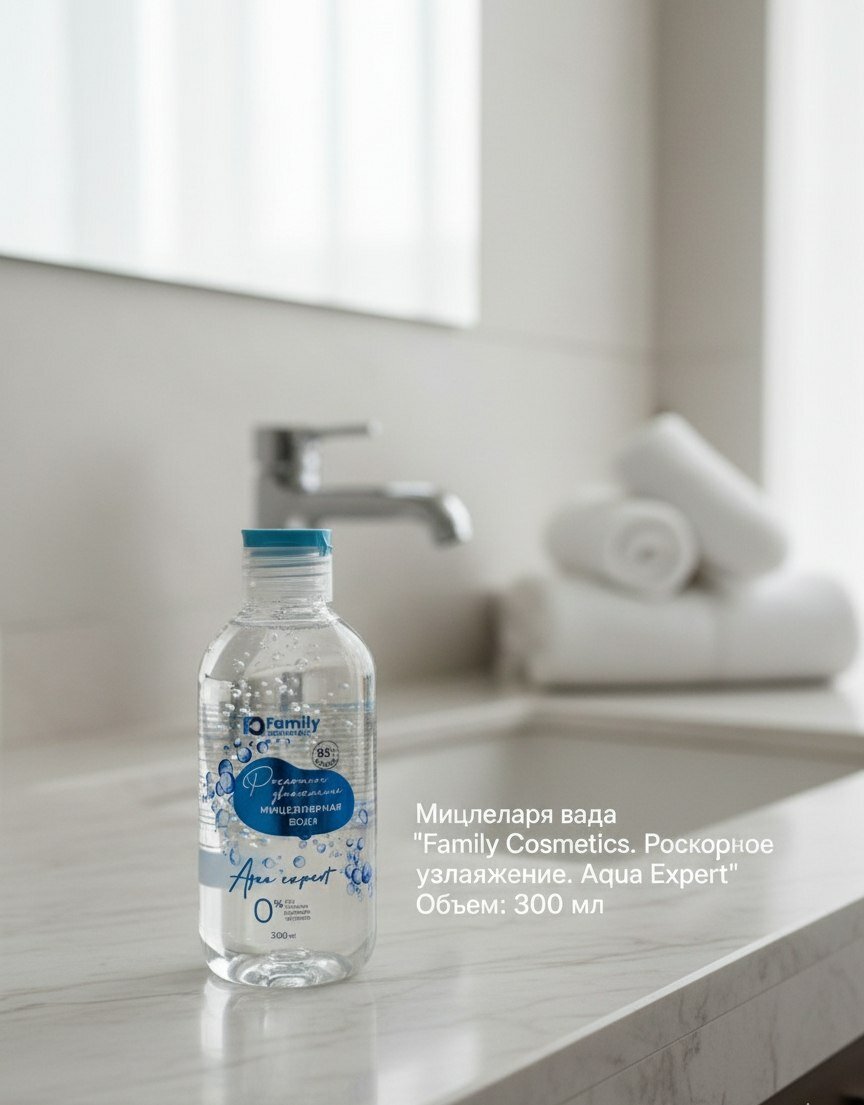 Family Мицлеларя вада "Family Cosmetics. Роскорное узлаяжение. Aqua Expert" Объем: 300 мл