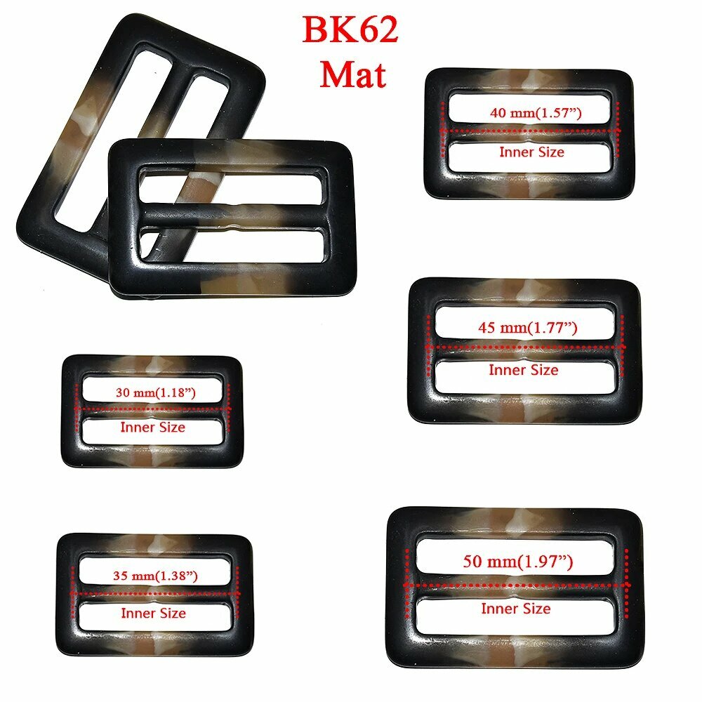 Регулируемые пряжки из смолы BK62, 50 мм, коричневые