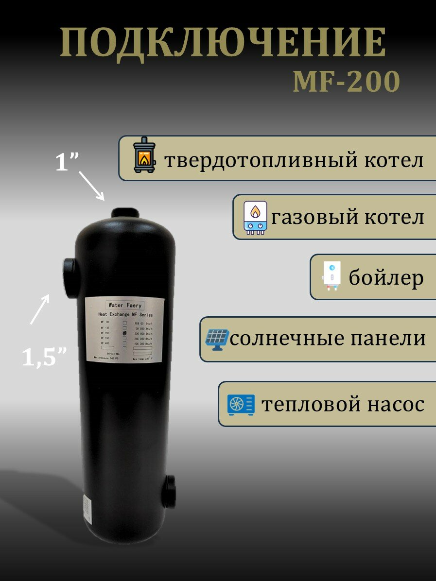 Теплообменник для бассейна MF-200, Water Faery 60 кВт — фото 1