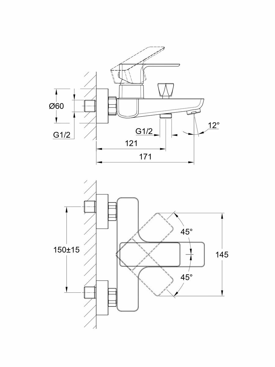 Смеситель ванна Cersanit GEO 63040 — фото 1
