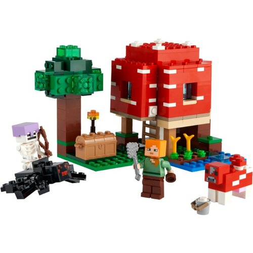 конструктор грибной дом 272 детали фигурки алекса грибной коровы паучего всадника Конструктор LEGO Minecraft 21179 Грибной дом, 272 дет.