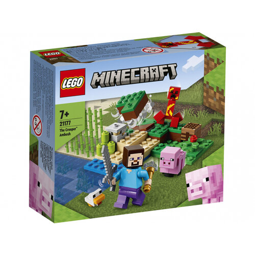 Конструктор LEGO Minecraft 21177 Засада Крипера, 72 дет. рюкзак зелёный с крипером из майнкрафт minecraft