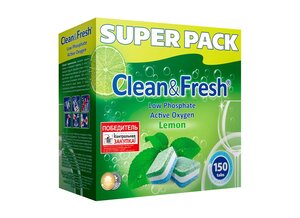 Таблетки для посудомоечной машины Clean & Fresh All in 1, 150 шт., 5.53 л, коробка