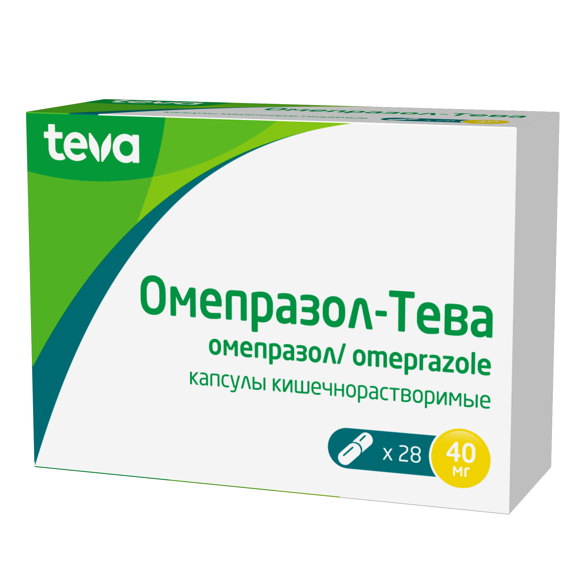 Омепразол-Тева капс. кш/раств., 40 мг, 28 шт.