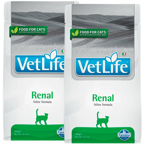 FARMINA VET LIFE FELINE RENAL для взрослых кошек при почечной недостаточности (0,4 + 0,4 кг)