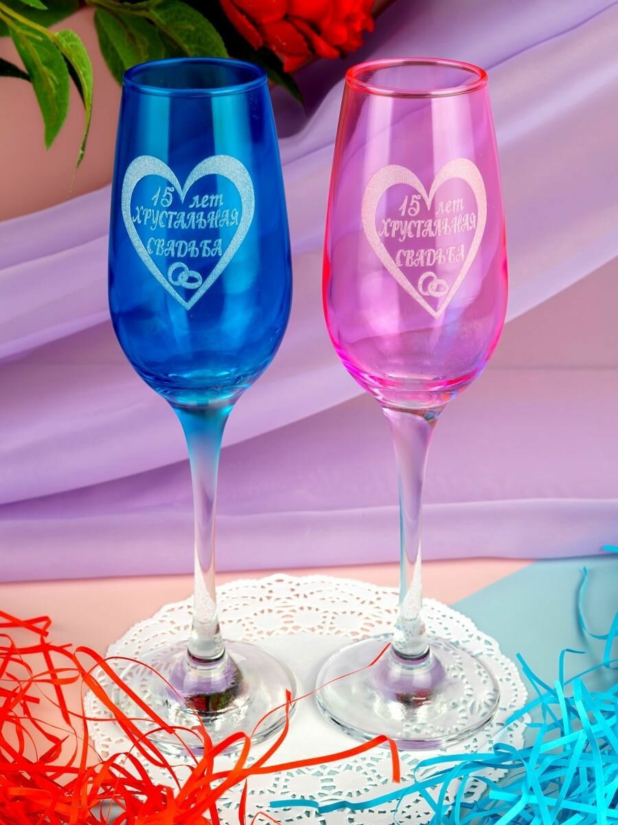 фото Хрустальная свадьба подарок на годовщину фужеры