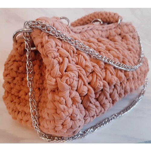 фото Сумка клатч , фактура вязаная, бежевый, коричневый м.о.н.