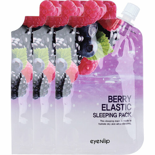 увлажняющая ночная маска d alba waterfull vegan sleeping pack 60 мл Ночная маска для сухой кожи Eyenlip Berry Elastic Sleeping Pack, 25 г - 3 шт