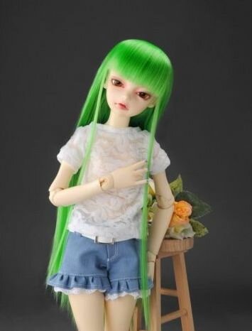 Dollmore Long Laea Straight Wig Green (Длинный прямой парик Леа для кукол Доллмор)