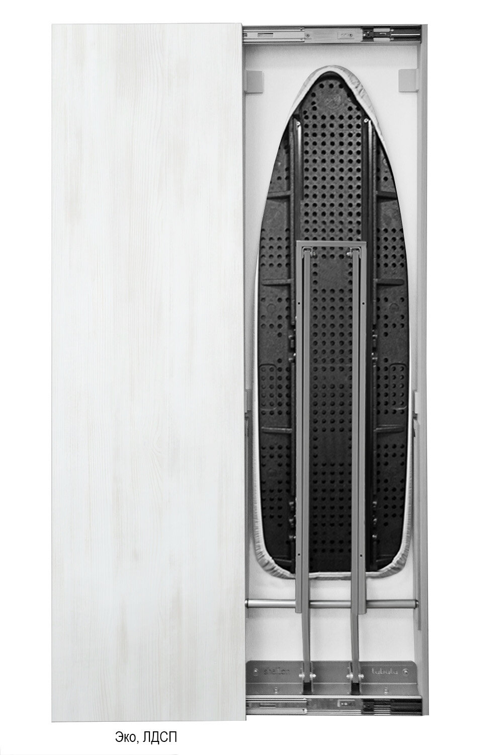 фото Гладильная доска встраиваемая без зеркала Табула Эко Беленый дуб (купе открывание налево)