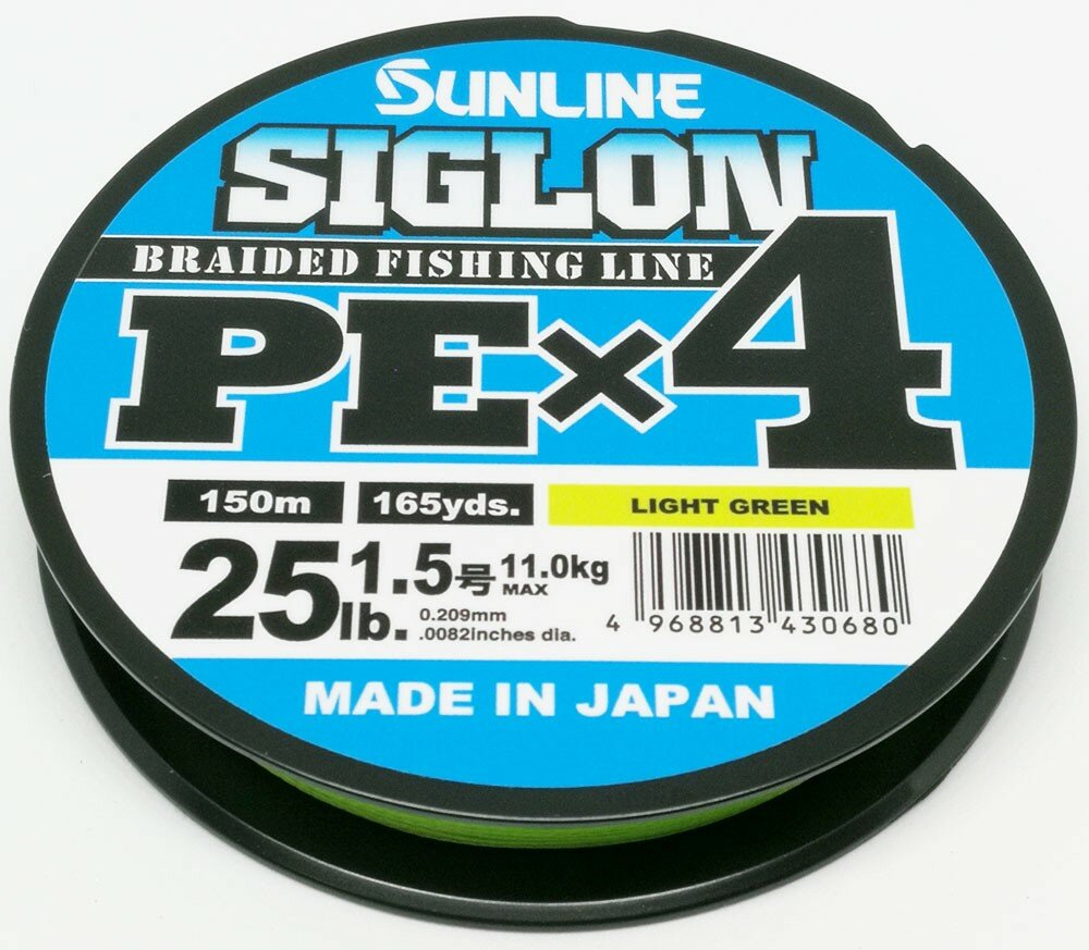 Плетеный шнур Sunline SIGLON PEx4 #1.2 150м 20lb Светло-зеленый