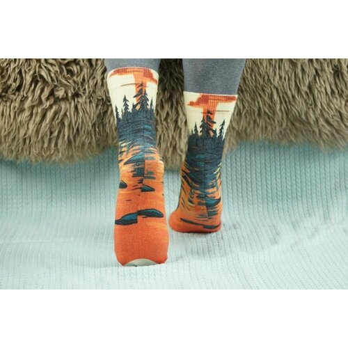 фото Носки шерстянки, размер 39/42, голубой, белый