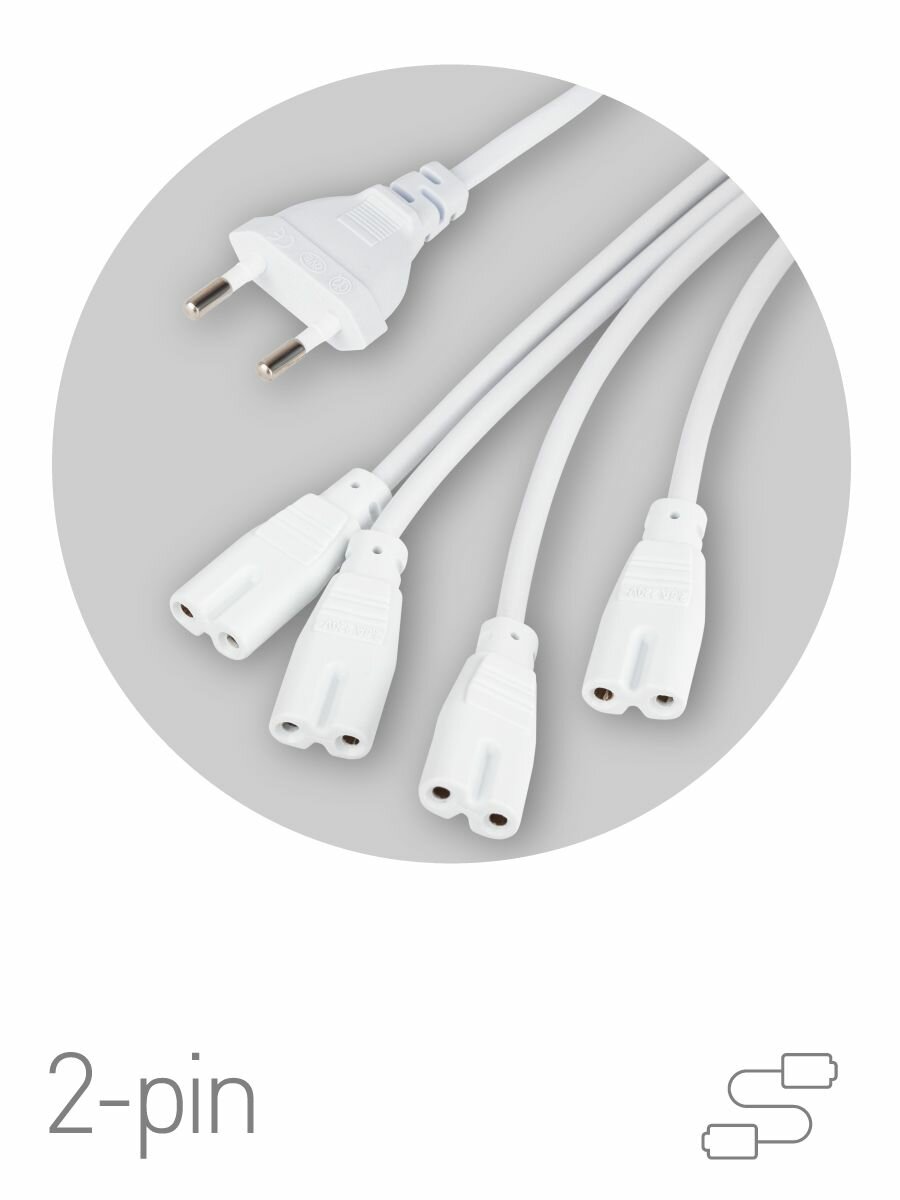 Изображение Разветвитель сетевой для фитолампы ЭРА FITO 4х IEC C7 (2 pin) для подключения 4 светильников