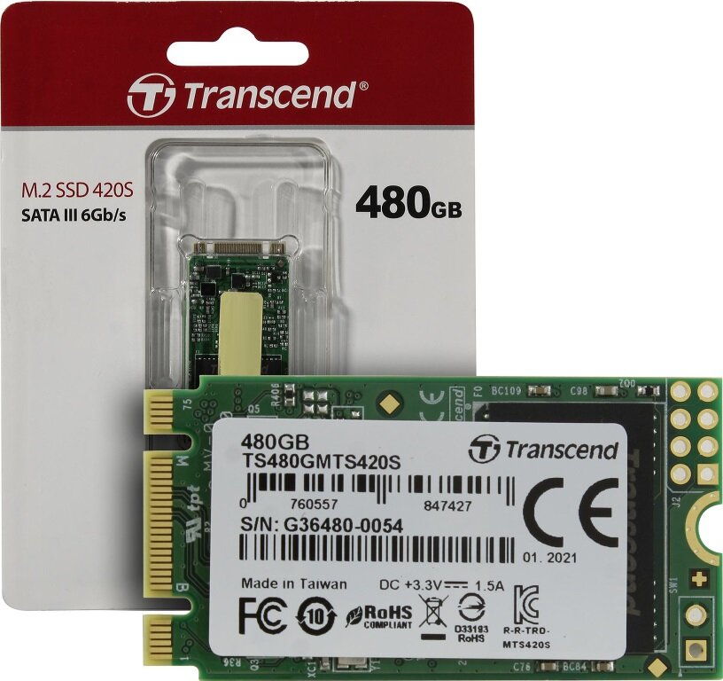Накопитель SSD M.2 Transcend 480GB, SATA3, up to 560/340MBs, 85000 IOPs, 3D TLC, 22х42мм - фото №9
