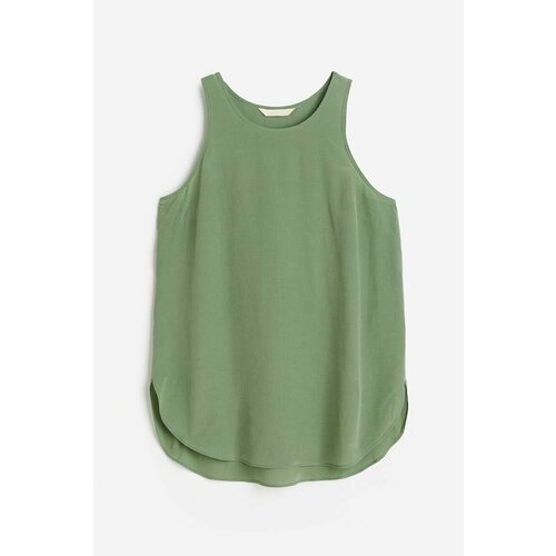 фото Топ h&m топ из шелкового крепа, размер 10, зеленый
