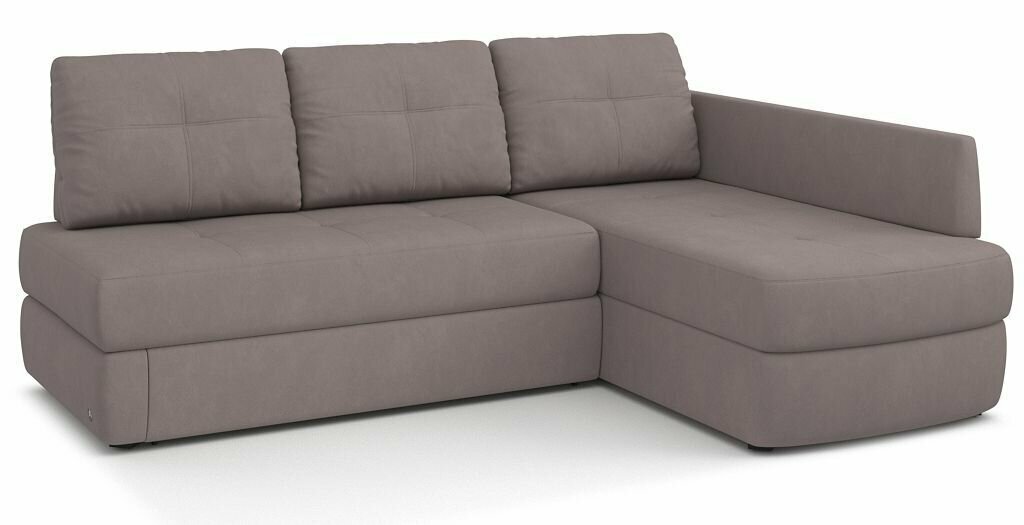 Угловой диван-кровать PUSHE Арно, правый угол, велюр, коричневый Formula 290
