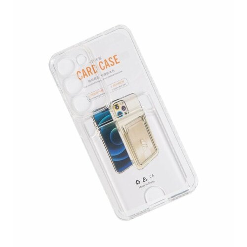 Case / Чехол Card Case для Samsung Galaxy S23 прозрачный силикон с отделением для пластиковых карт, техпак