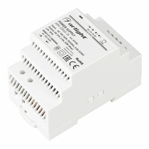 Блок питания ARV-DR60-24 (24V, 2.5A, 60W) (ARL, IP20 DIN-рейка) | код. 31086 | Arlight ( 1шт. )