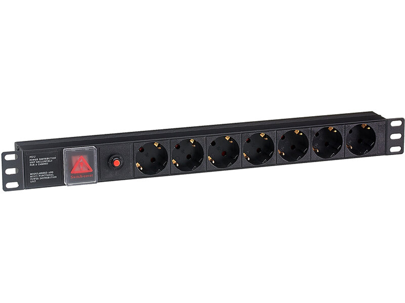 Exegate EX280837RUS Блок розеток ExeGate ServerPro PDU-19H702 Al-7S-C14-SW-O, 19",1U,алюм, 7Sch, С14, защита от перегр - фото №9