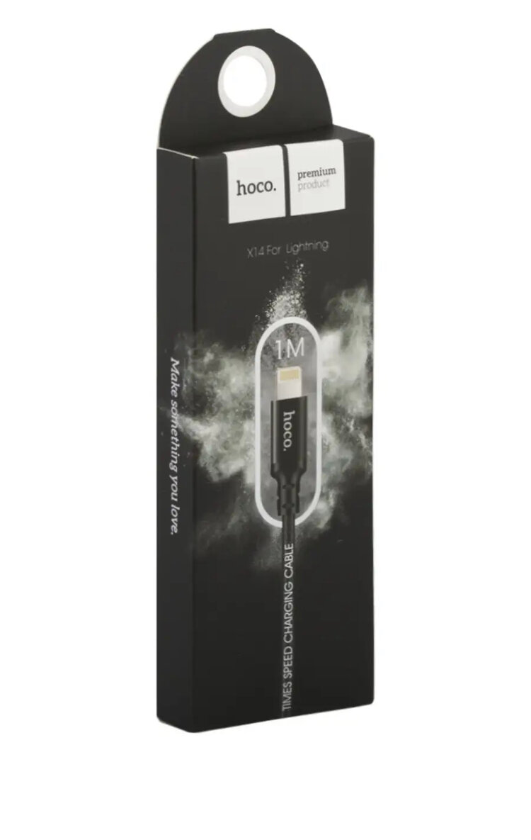 Кабель в тканевой оплетке USB - Lightning Hoco X14 Times Speed, 1м, черный — фото 1