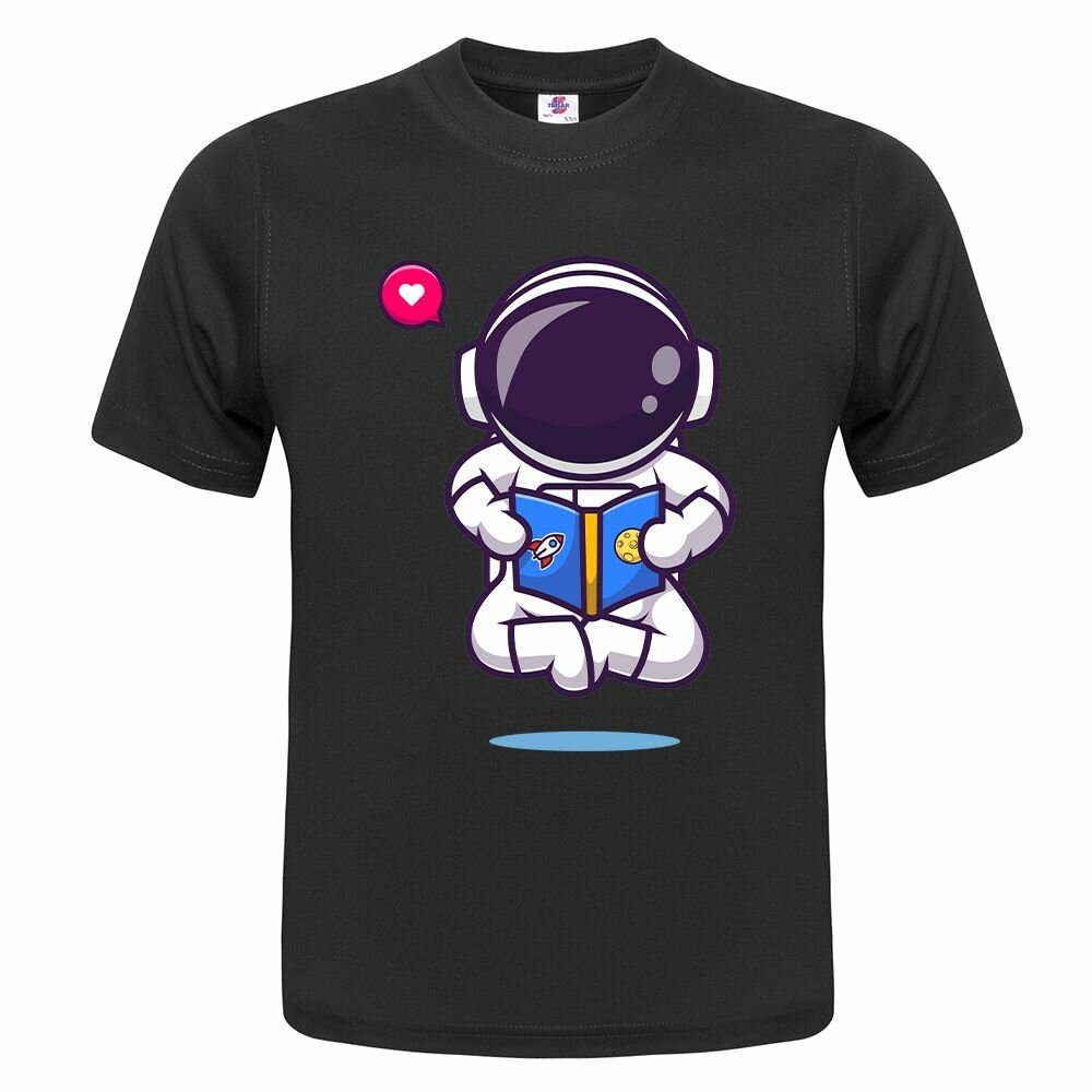 Футболка  Детская футболка ONEQ 164 (14-15) размер с принтом Космонавт, черная