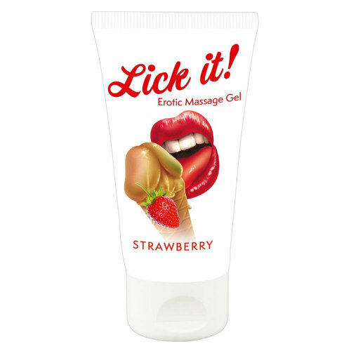 Съедобный массажный гель Lick It! Erotic Massage Gel Strawberry 50 мл лубрикант интимная смазка на водной основе lick it strawberry orion с ароматом клубники 50 мл