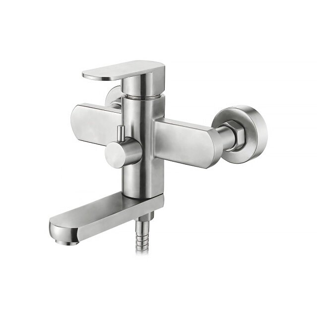 Смеситель ванна кор. поворотный нос 15,3 см (35) дивертор в корпусе Нерж. сталь Accoona A63205 (АС2)