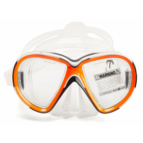фото Маска для плавания aqua lung reveal x2, оранжевая рамка, прозрачный силикон aqualung