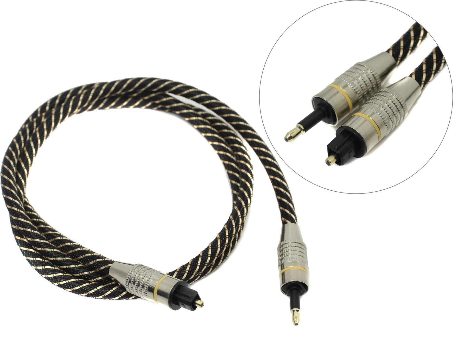 Кабель оптический «B&P» toslink OD6.0 Toslink-M -> mini Toslink-M 1м С AUX НЕ совместим — фото 1