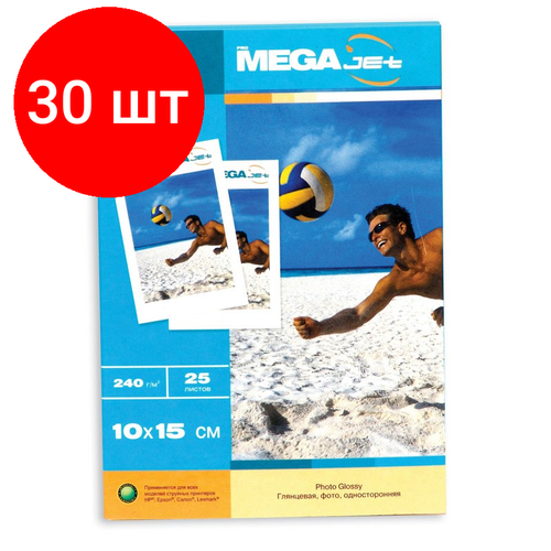 Комплект 30 штук, Фотобумага для цв. струй. печ. ProMEGA jet (10х15, 240г, глянцевая) пачка 25л