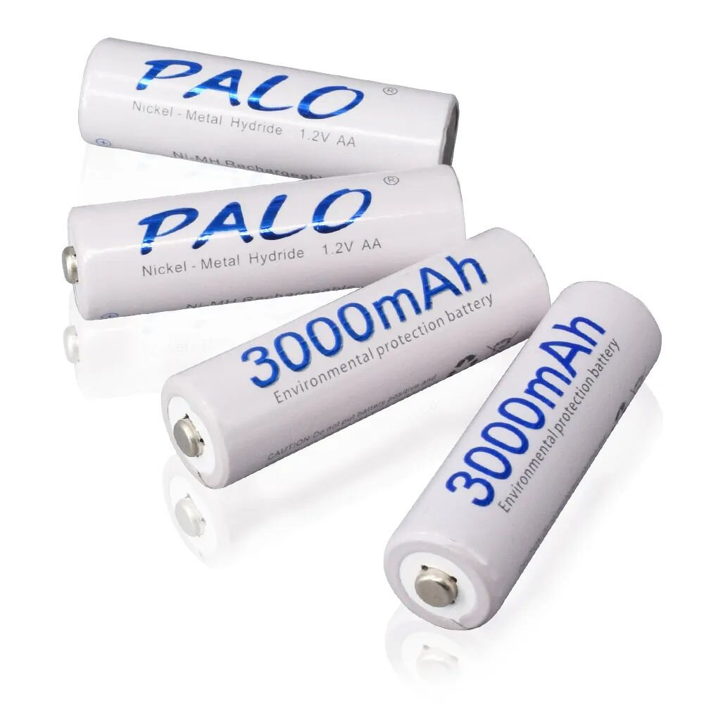 Аккумуляторные батарейки АА Ni-MH белые (Пальчиковые) Palo 3000 mAh, 1.2 V Комплект 4шт + кейс