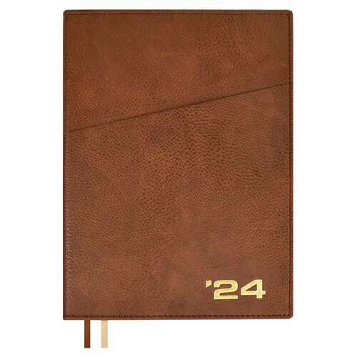 Ежедневник датированный 2024 ESCALADA, формат А5+, Шеврет коричневый