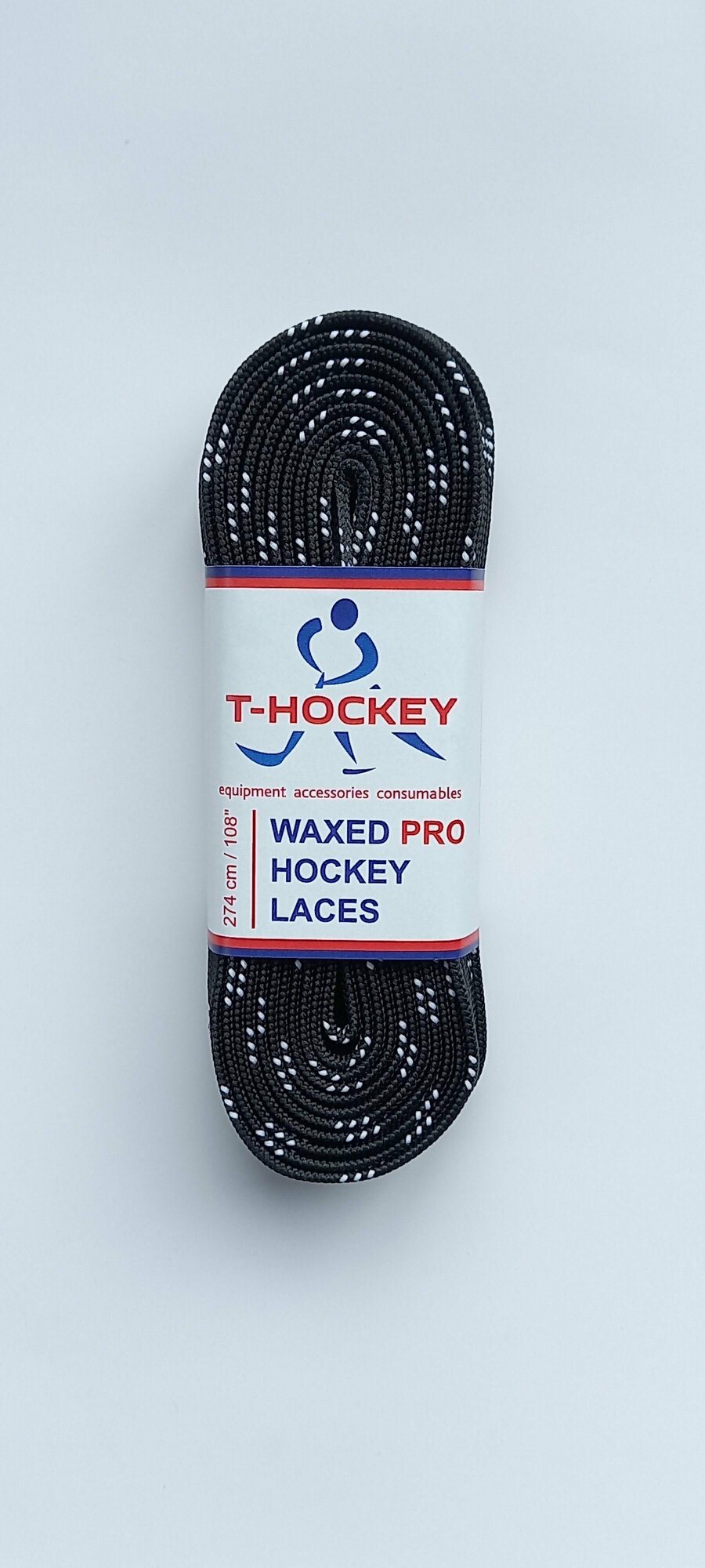 Шнурки для хоккейных коньков с пропиткой T-HOCKEY PRO 213 см черный