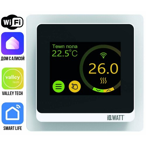 Программируемый терморегулятор с цветным сенсорным TFT дисплеем SMART HEAT Wi-Fi WHITE и голосовым управлением Алиса august умный замок wi fi коннектор august smart lock pro connect wi fi bridge smart keypad silver серебристый asl 03 ac r1