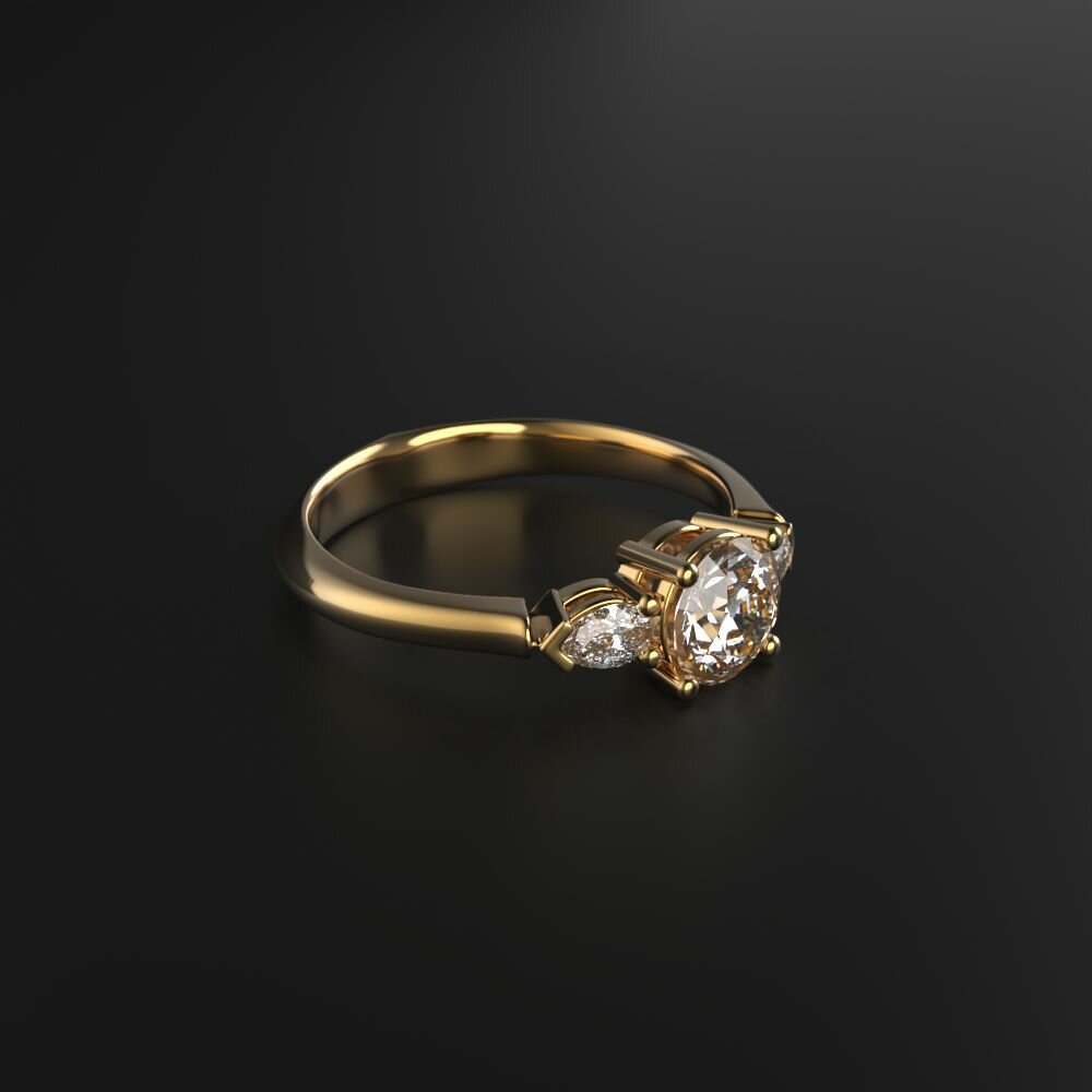Кольцо помолвочное Constantine Filatov помолвочное кольцо с бриллиантами, желтое золото, 585 проба, бриллиант