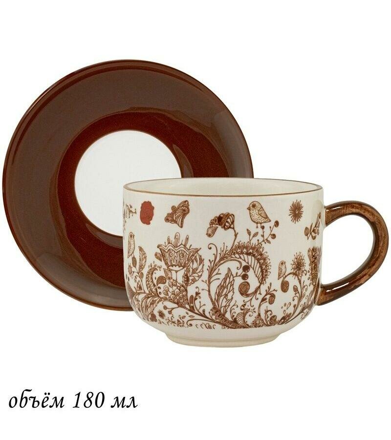 фото Чашка с блюдцем 180 мл птичий дворик 2 пр.