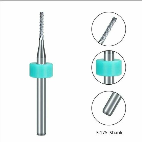 Концевая рашпильная мини фреза кукуруза 1.5 мм. для печатных плат PCB, для ЧПУ раскройки и фрезеровки текстолита. Хвостовик 3,175 мм концевая фреза из карбида вольфрама 1 шт