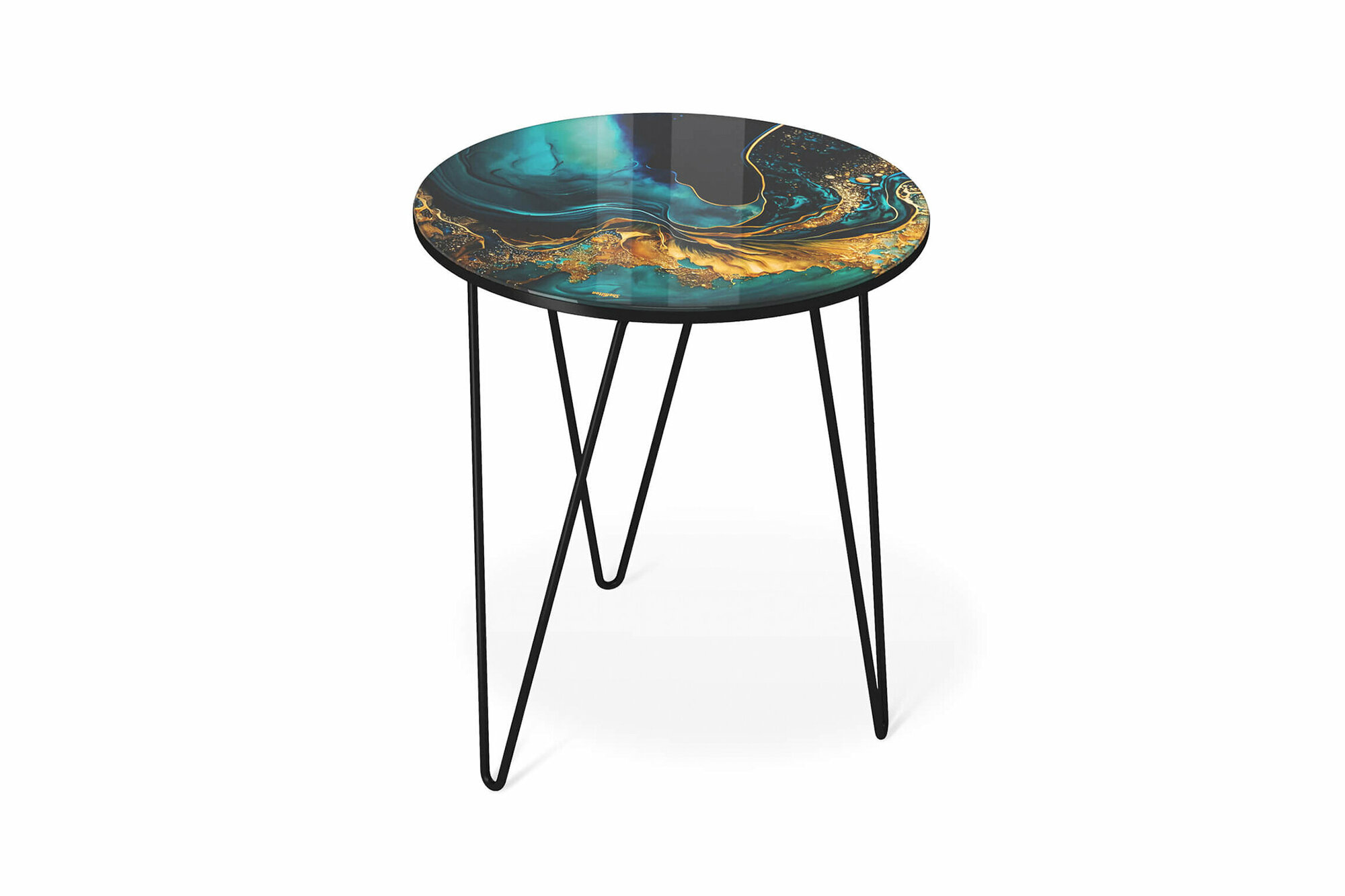 фото Стол журнальный Sheffilton SHT-CT27 королевский синий / черный муар 40x40x46.2 см