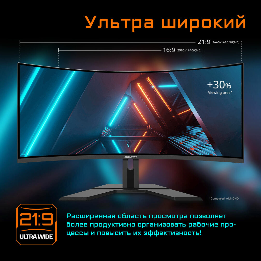 34" Монитор GIGABYTE G34WQC A 3440x1440 144 Гц *VA