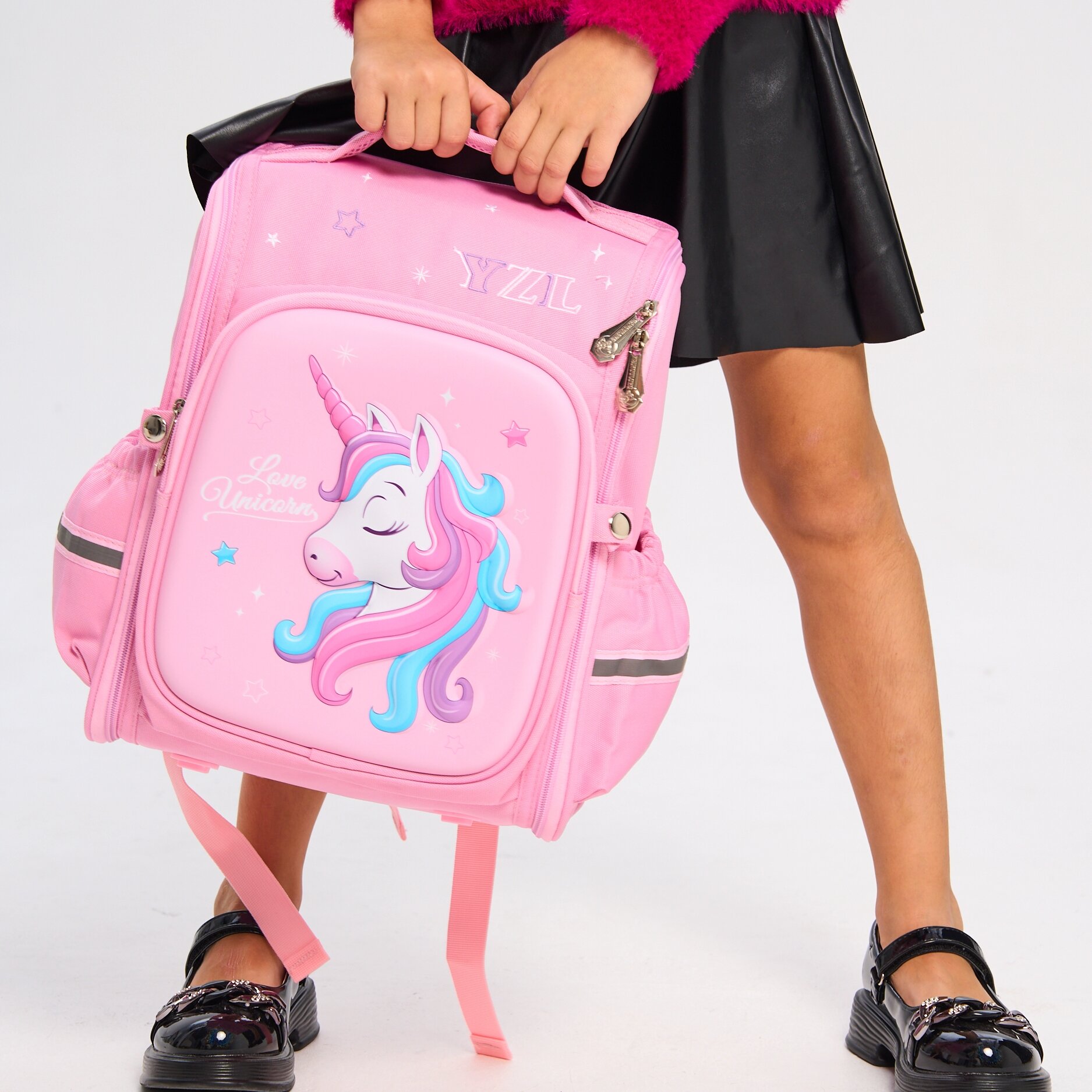Рюкзак школьный для девочки, ортопедический, водоотталкивающий, светоотражающие элементы, 20л, розовый
