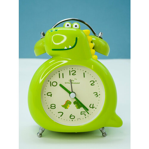 Часы настольные с будильником Dino light green зеленый, светлый, зеленый
