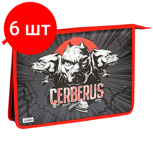 Комплект 6 шт, Папка для тетрадей 2 отделения А4 ArtSpace Cerberus, пластик, на молнии